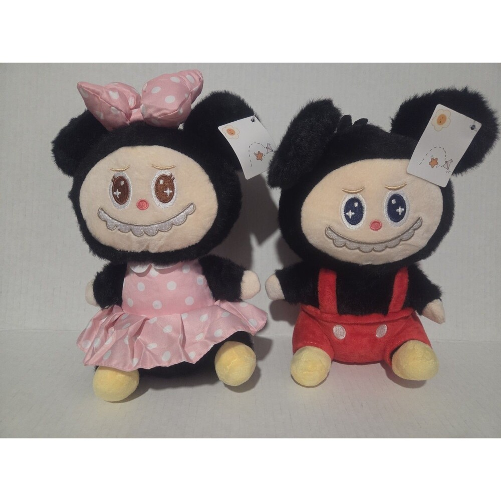 Cute Plush Toy Monsters Dressed As Mickey and Minnie.